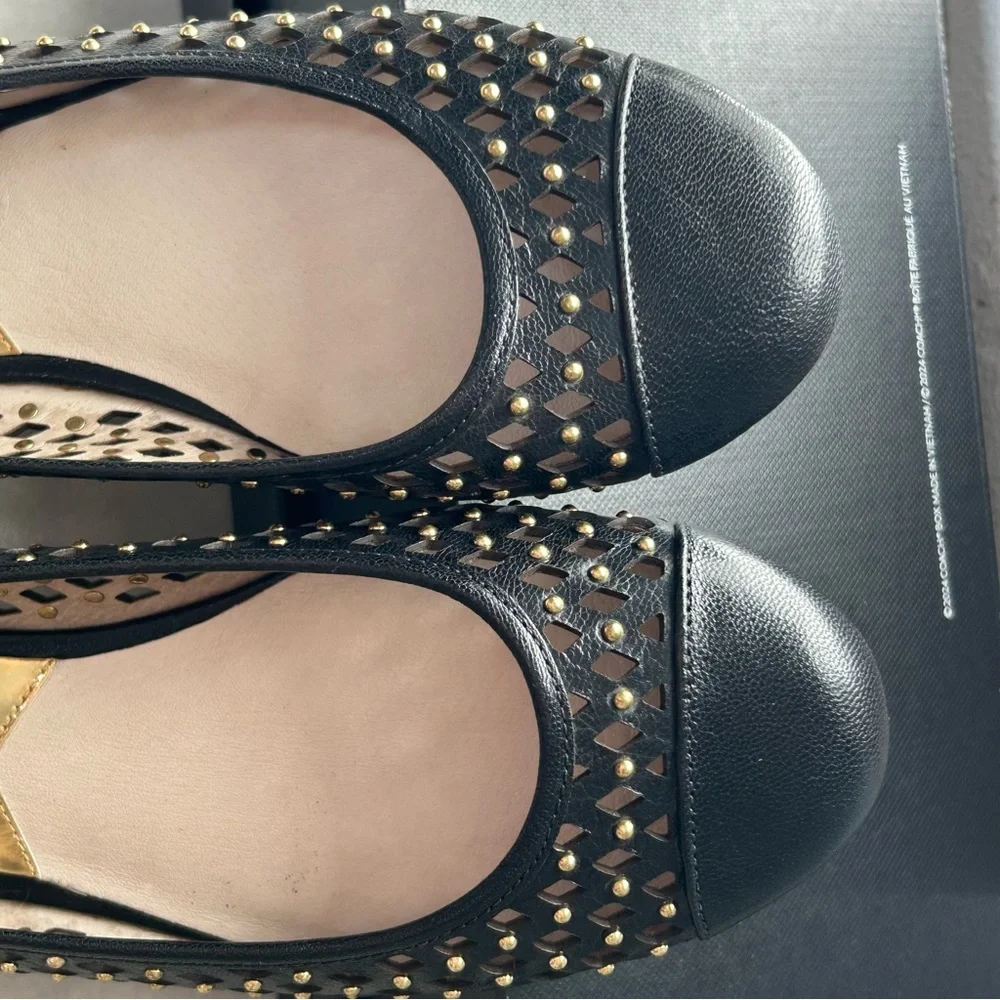 Michael Kors perforated leather Ballet Flats with gold metal details - Picture 6 of 7